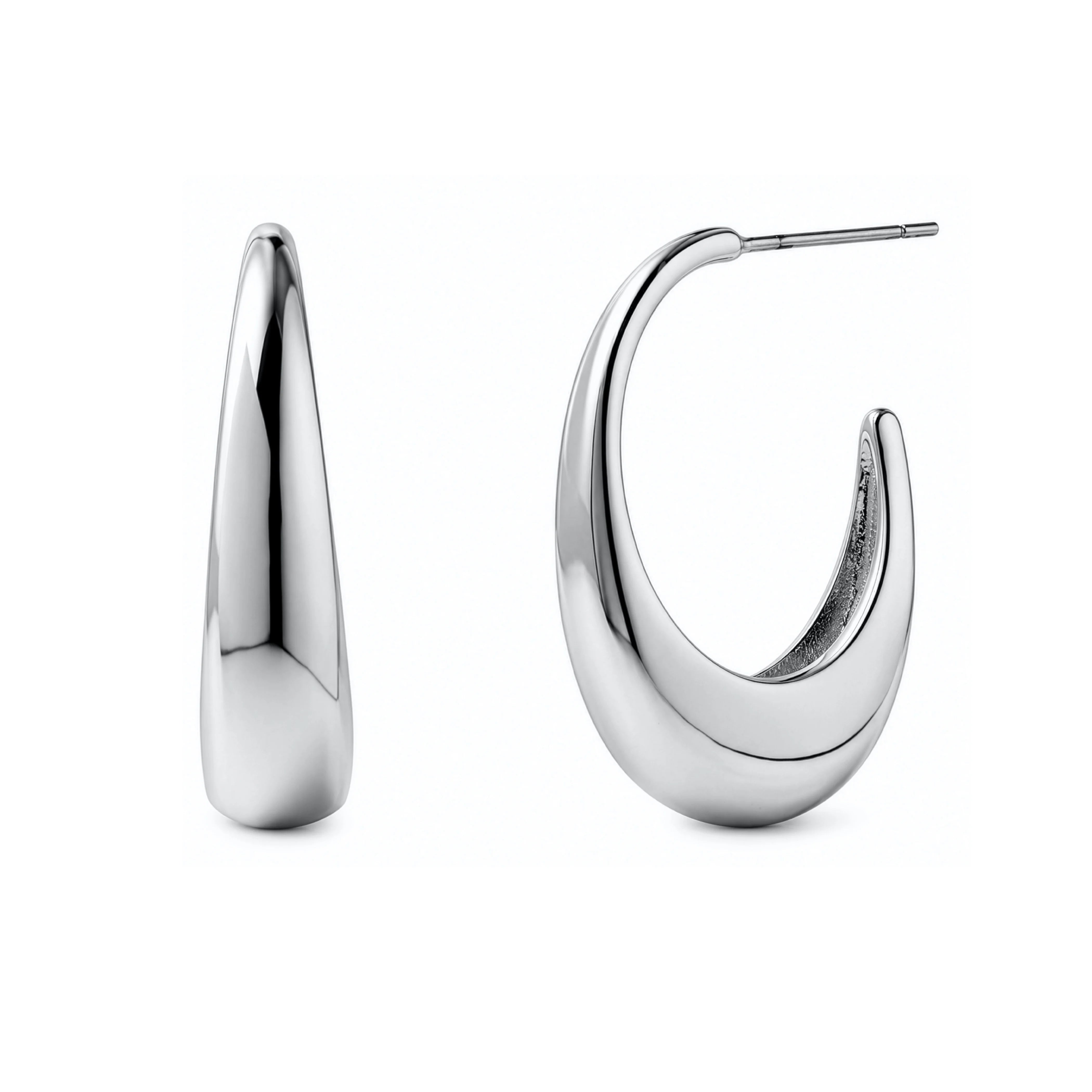 Premium Gold Plated Chunky Tapered Hoop Earrings