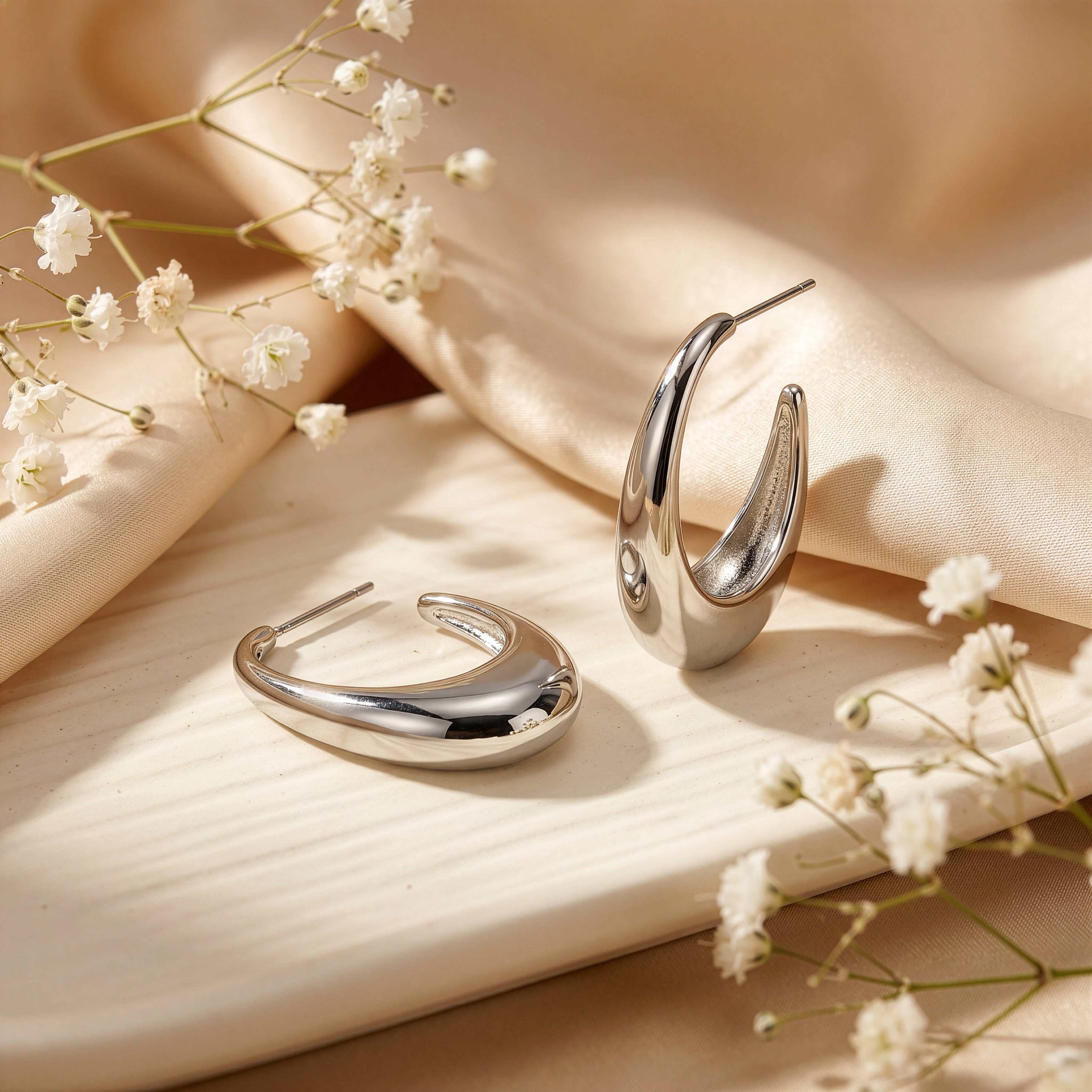 Premium Gold Plated Chunky Tapered Hoop Earrings