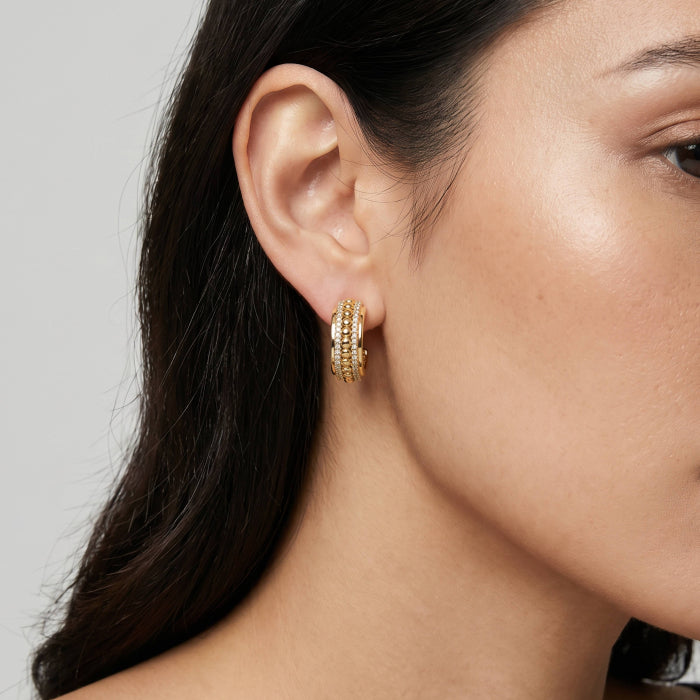 Premium Gold Plated CZ Pave Hoop Earrings
