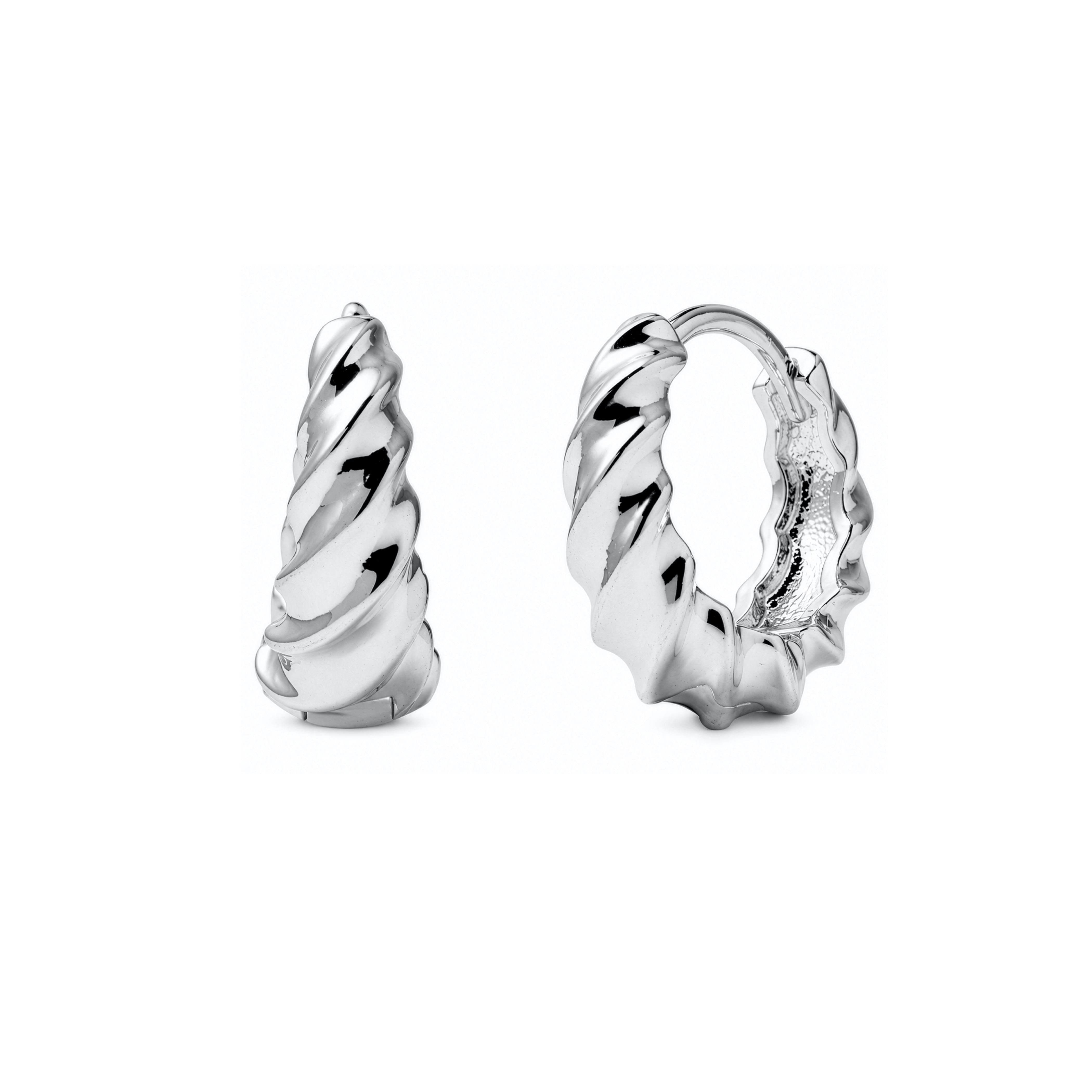Premium Gold Plated 17.5mm Twisted Rope Huggie Earrings