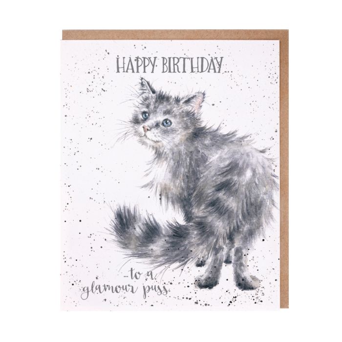 'Glamour Puss' Cat Birthday Single Card