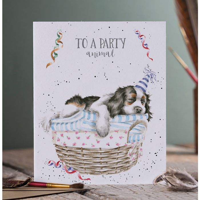'Slumber Pawty' Spaniel Birthday Single Card
