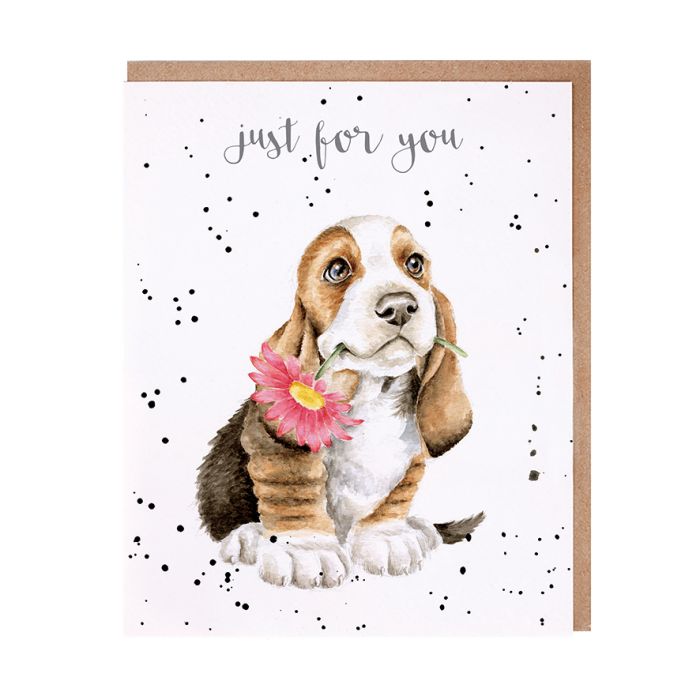 'Just For You' Basset Hound Single Card