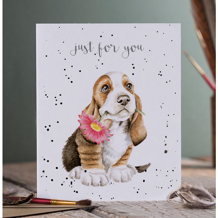 'Just For You' Basset Hound Single Card