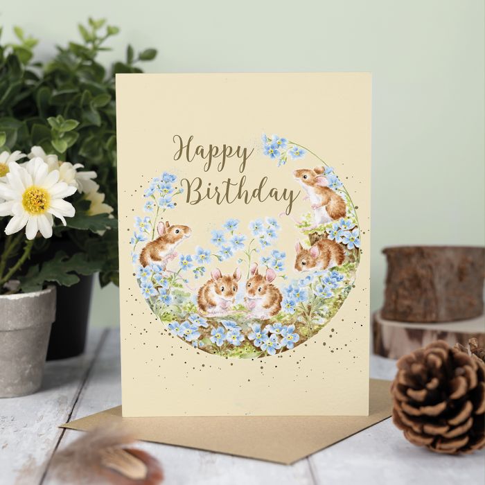 'Forget Me Not' Mouse Birthday Single Card