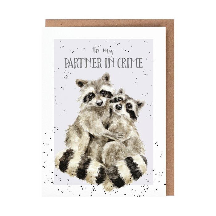 'Partners In Crime' Raccoon Anniversary Single Card