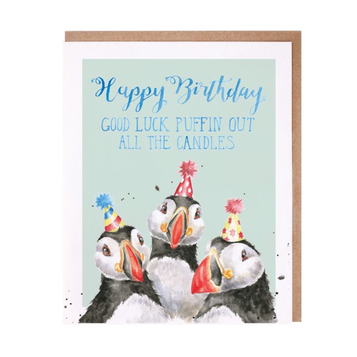 'Birthday Candles' Puffin Single Card