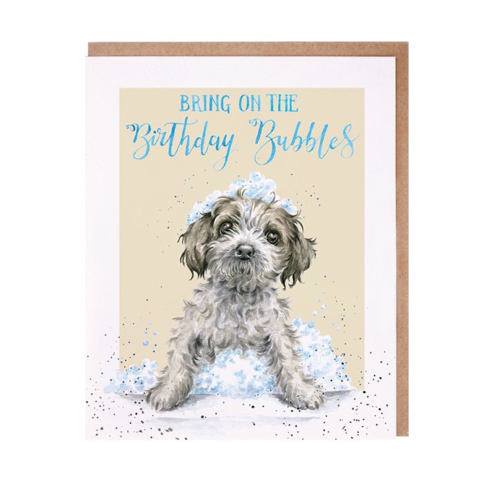 'Birthday Bubbles' Dog Birthday Single Card