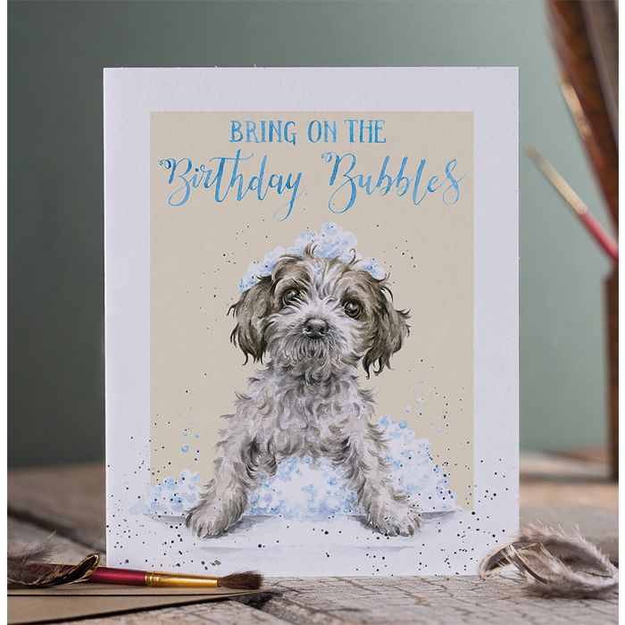 'Birthday Bubbles' Dog Birthday Single Card