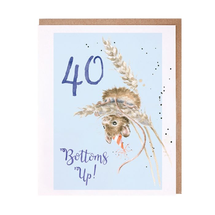 'Bottoms Up' Mouse 40th Birthday Single Card