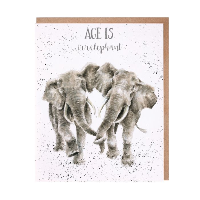 'Age Is Irrelephant' Birthday Single Card Gold