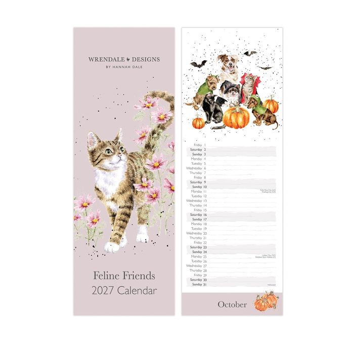 2027 Feline Friends Slim Calendar - Wrendale