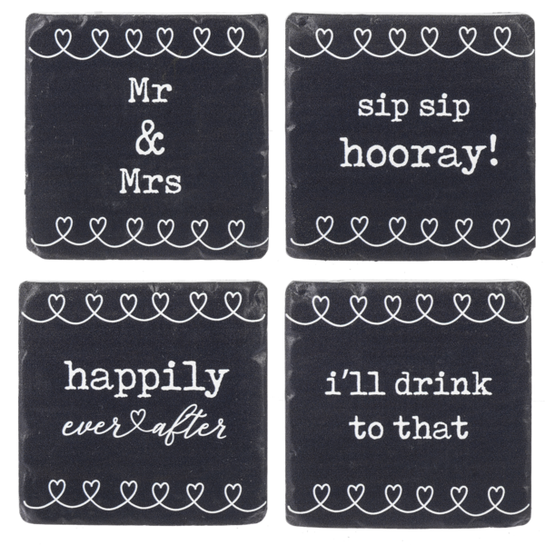 Wedding Text Coaster (4 pc. set)