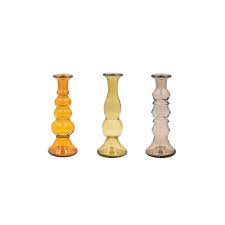 Recycled Glass Taper Holder, 3 Assorted Colours