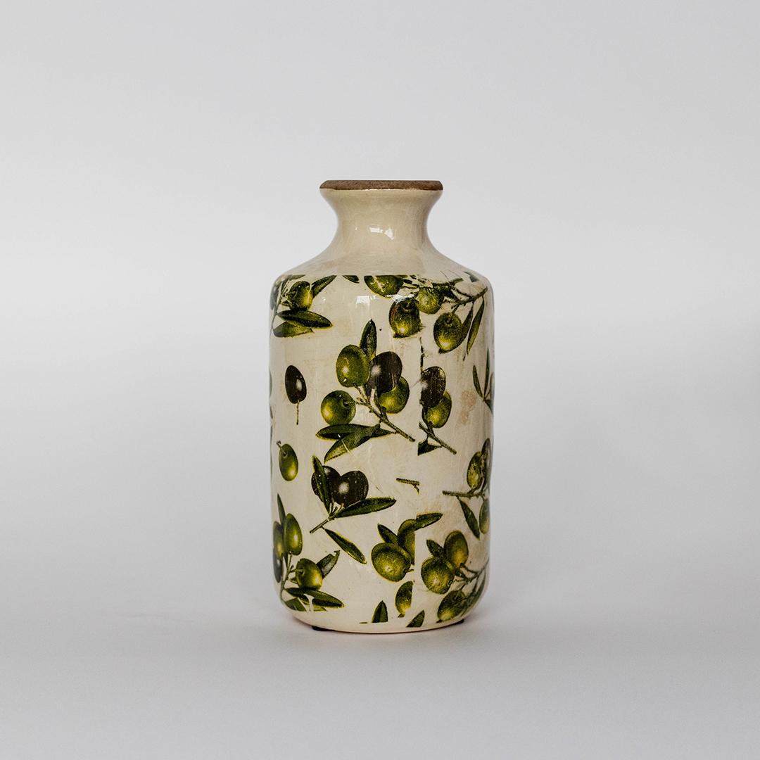 Olive Motif Tall Ceramic Vase, Large