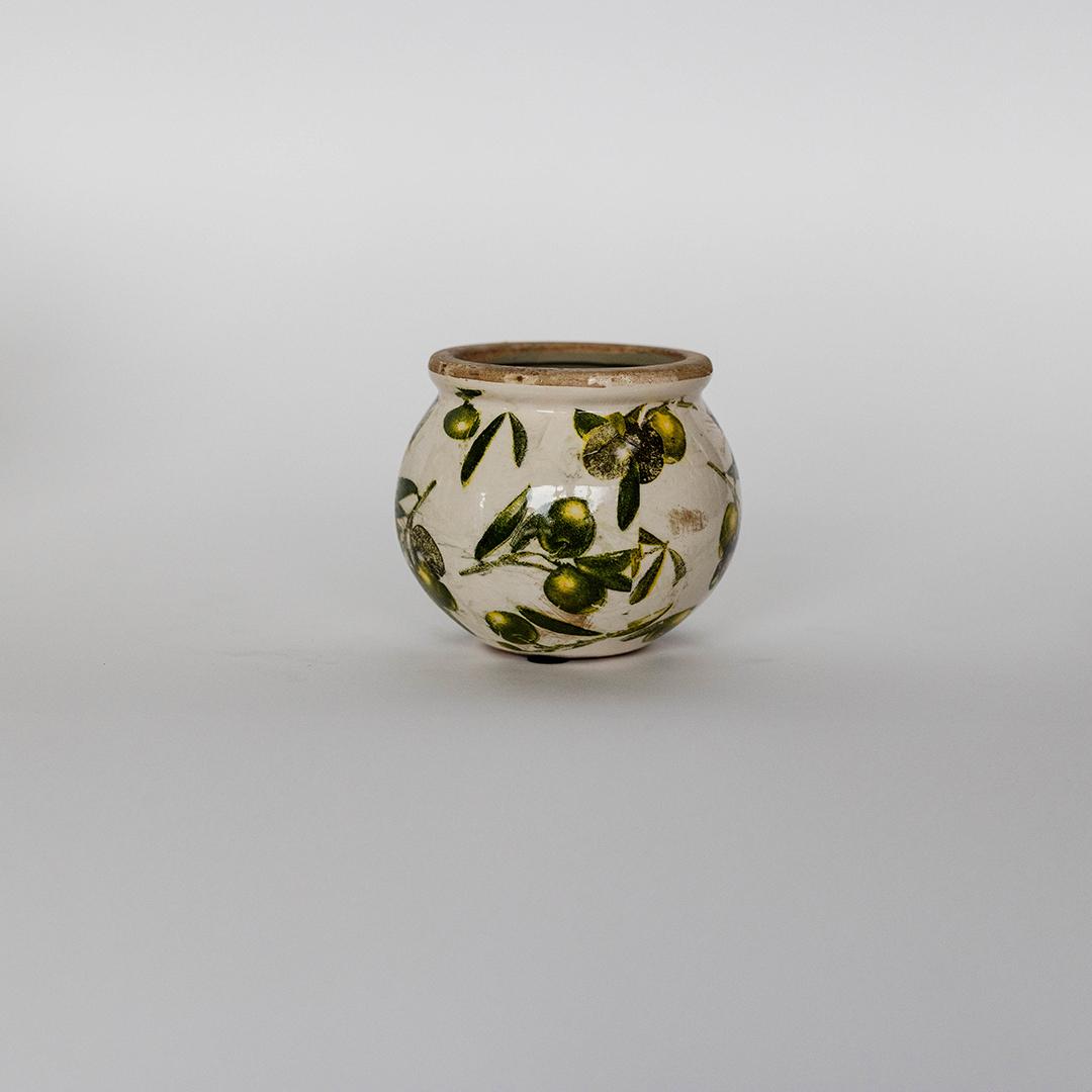 Olive Motif Small Ceramic Vase