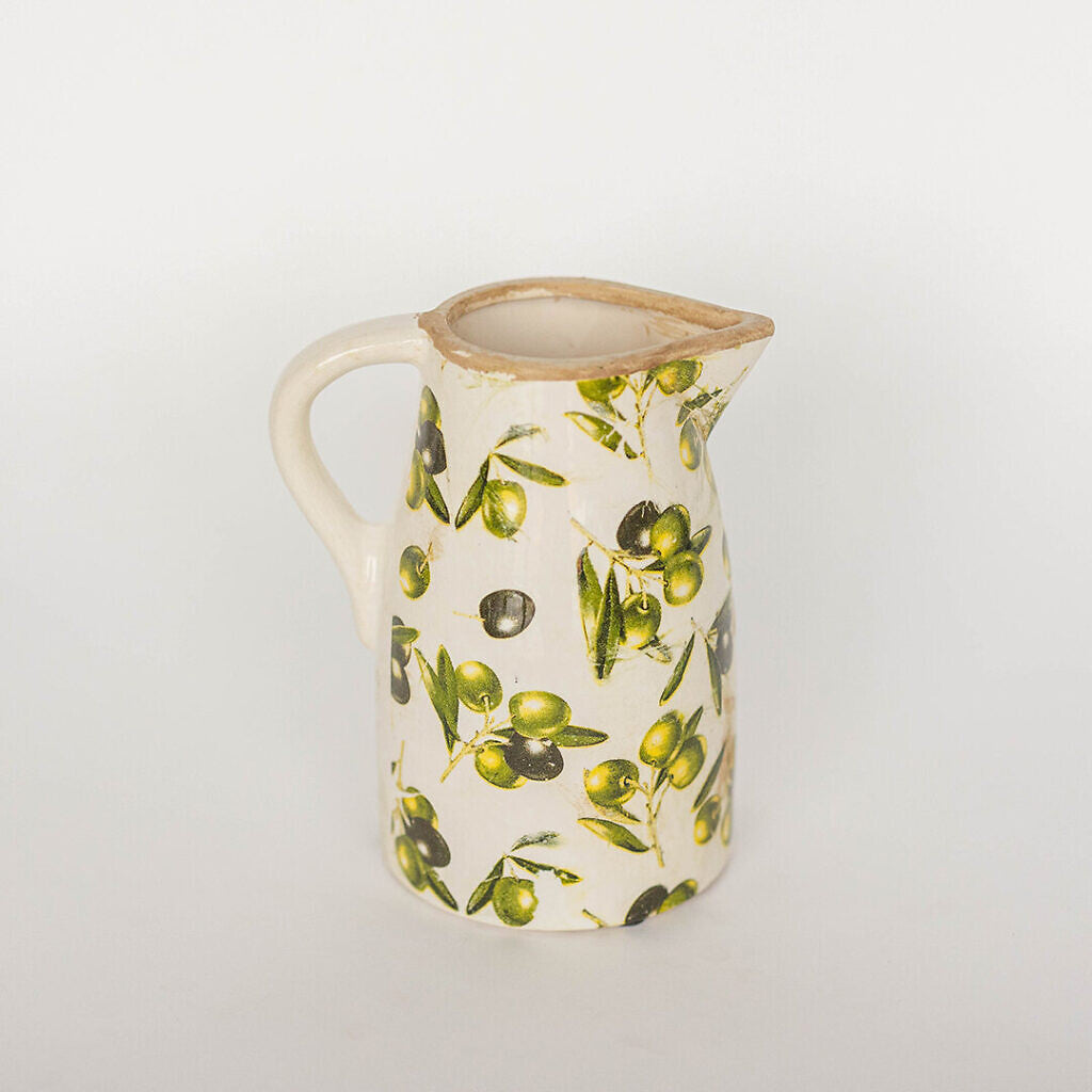 Olive Motif Ceramic Pitcher