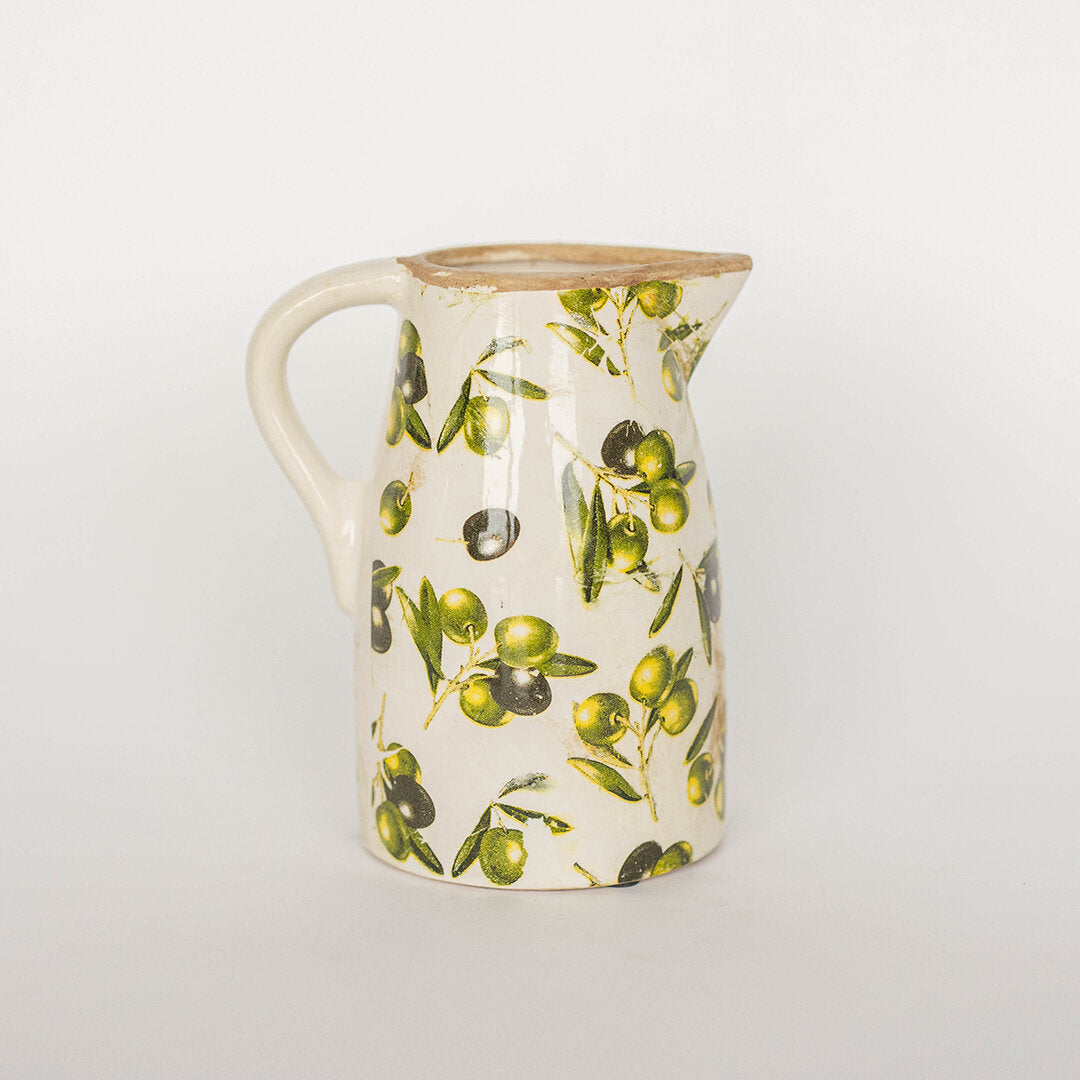 Olive Motif Ceramic Pitcher