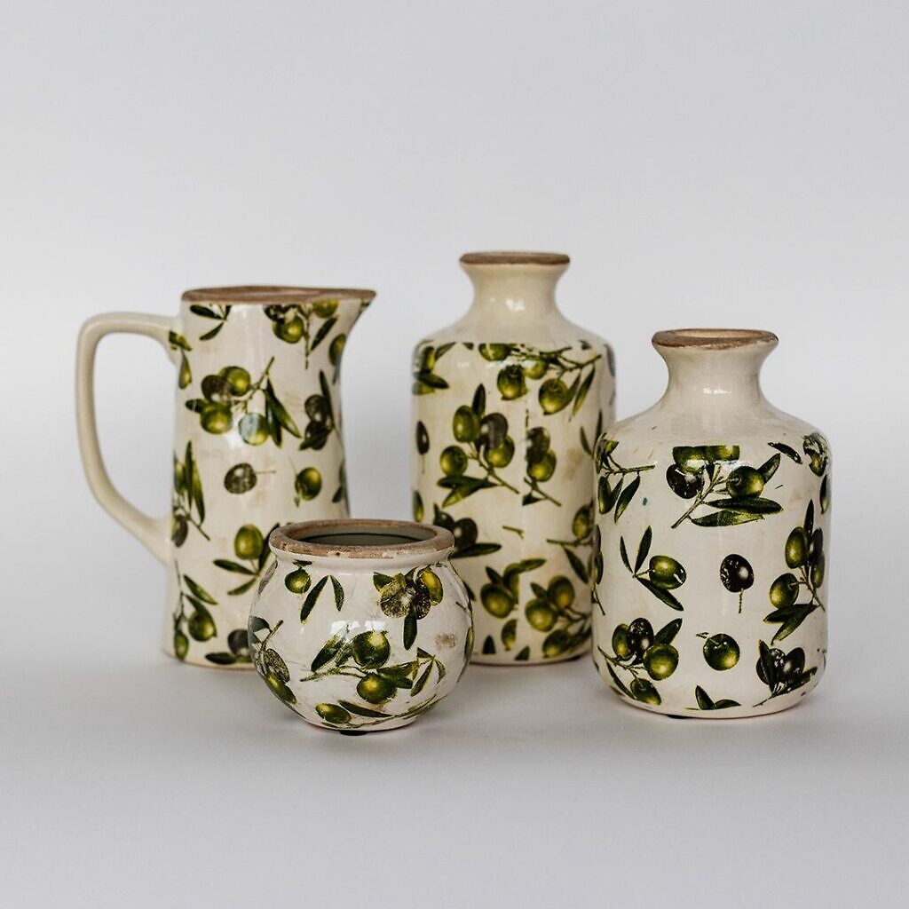 Olive Motif Small Ceramic Vase