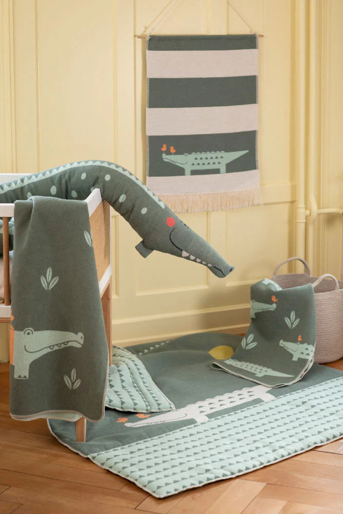 Baby Blanket JUWEL – Crocodiles All Over, Green 90x70cm