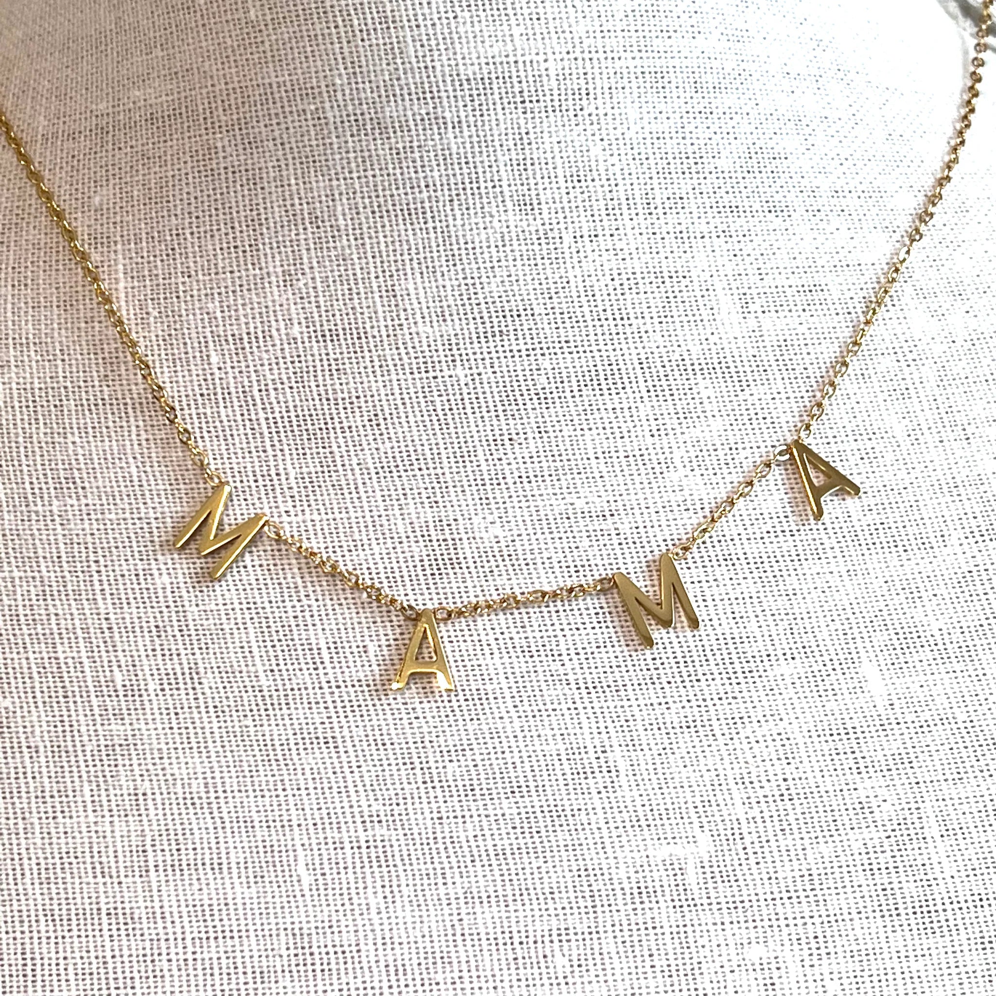 Mama Letter Necklace, Stainless Steel