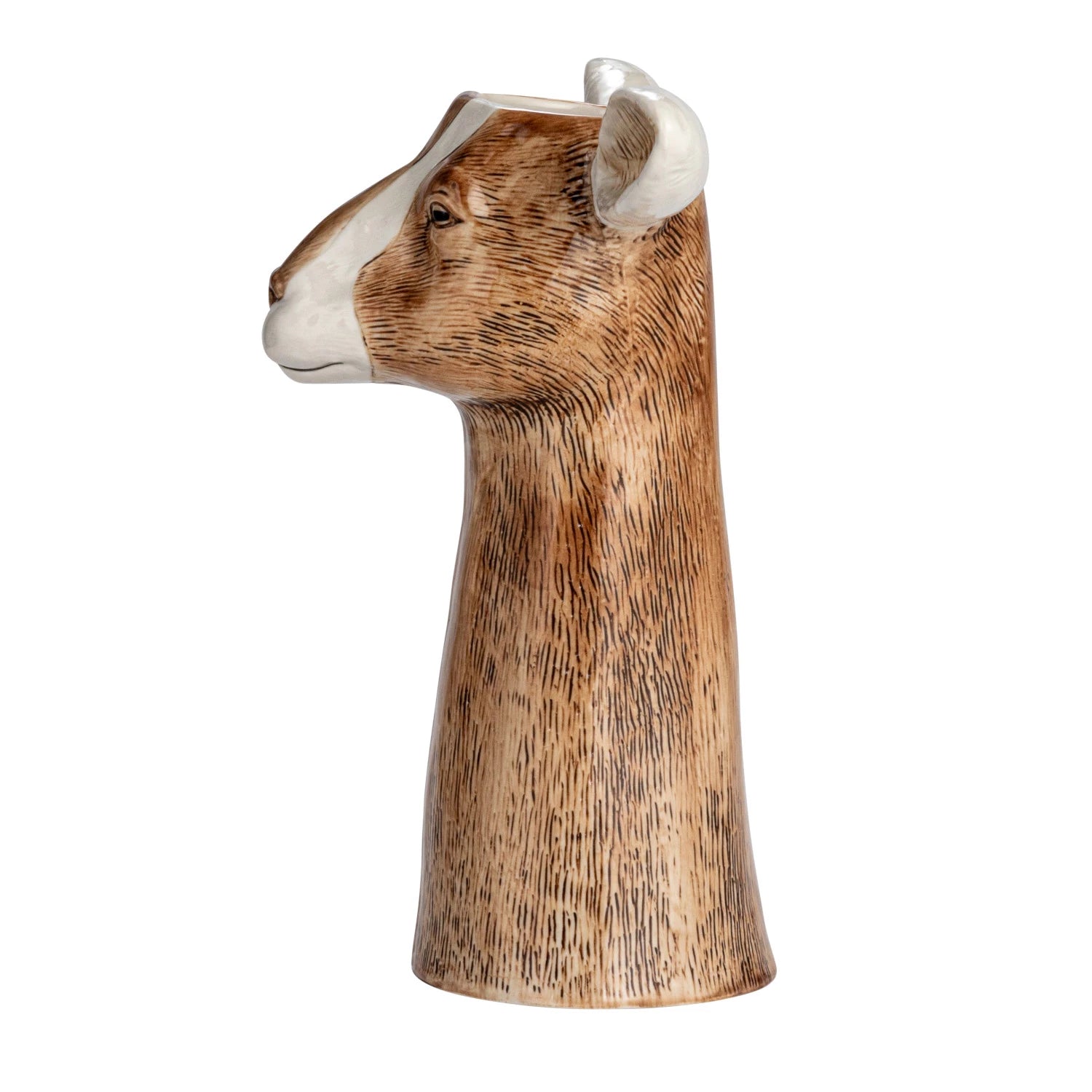 Hand-Painted Stoneware Goat Vase