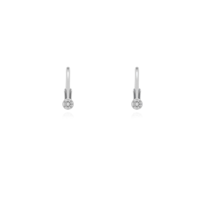 Silver CZ Leverback Earrings 5mm