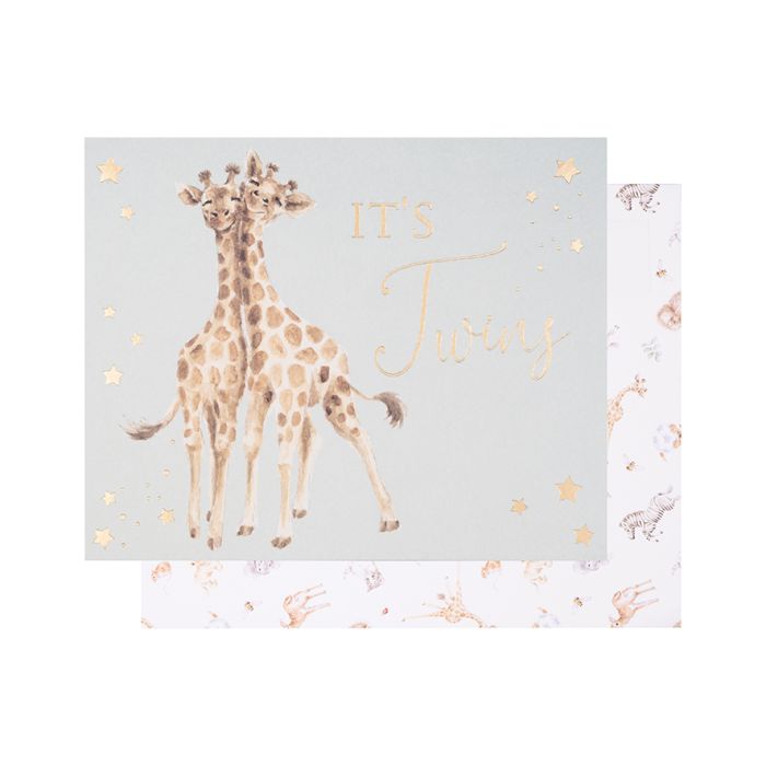 'Twins' Giraffe Baby Single Card