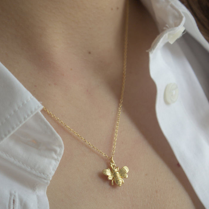 Sterling Silver Gold Plated Bumble Bee Necklace