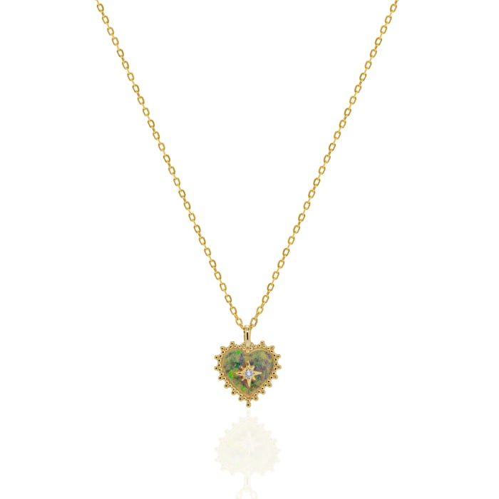 Sterling Silver Gold Vermeil CZ Star Heart MOP Necklace