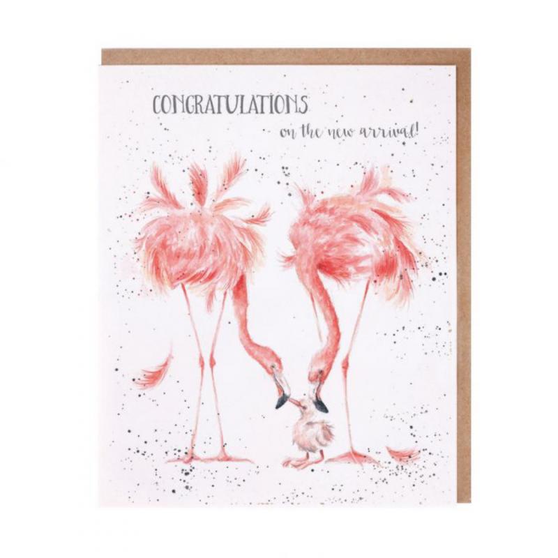 'New Arrival' Flamingo Single Card Gold