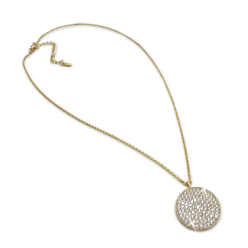Pave Gold Disk Necklace