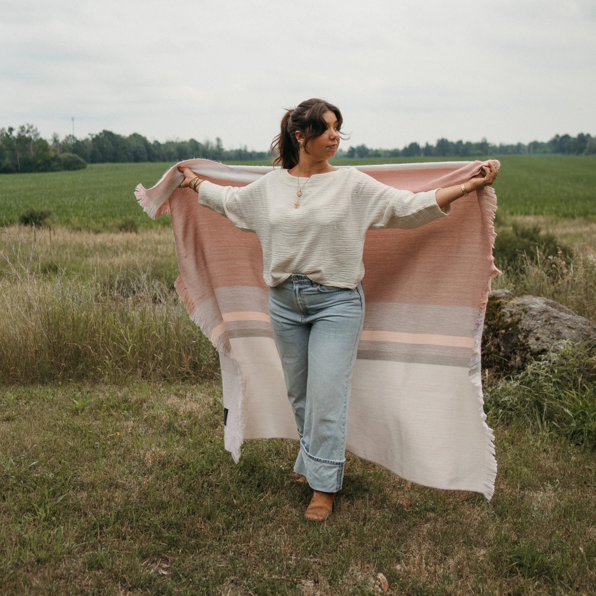 Large Blanket Throw, Parfait Pink
