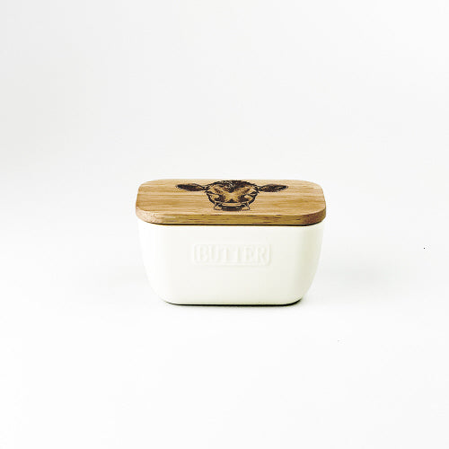 White Butter Dish - Jersey Cow