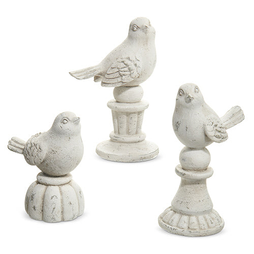 7" Concrete Birds On Pedestals