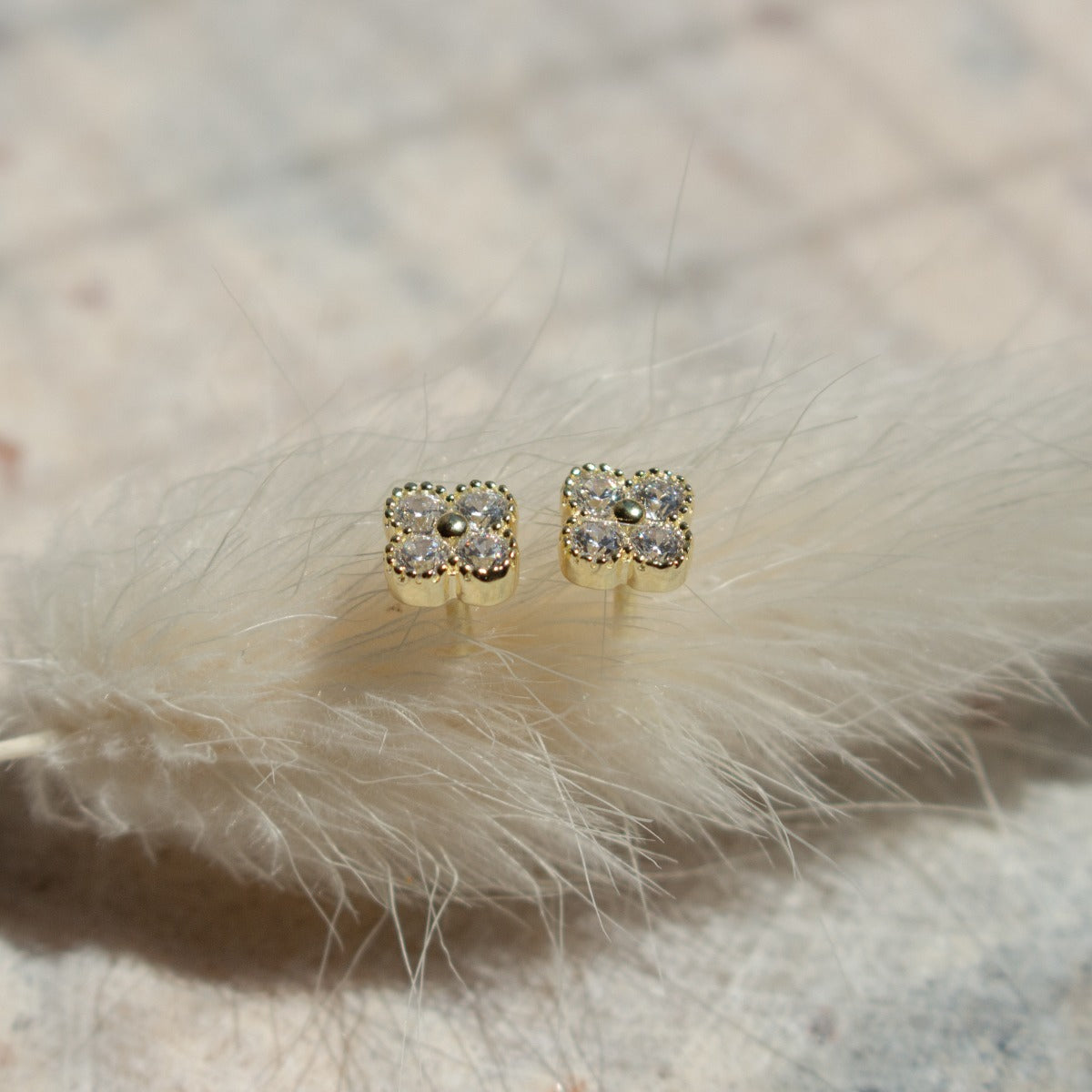 Sterling Silver CZ Flower Stud Earrings