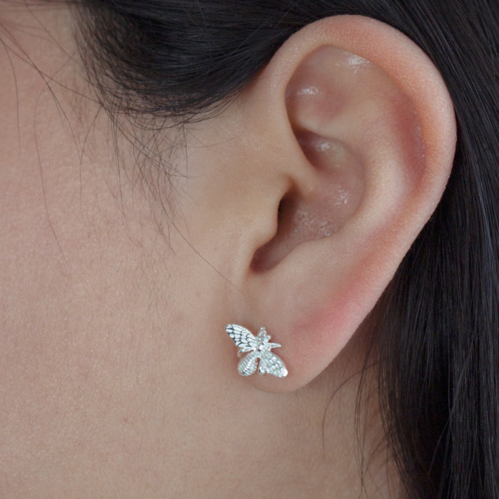 Sterling Silver Plain Bee Studs