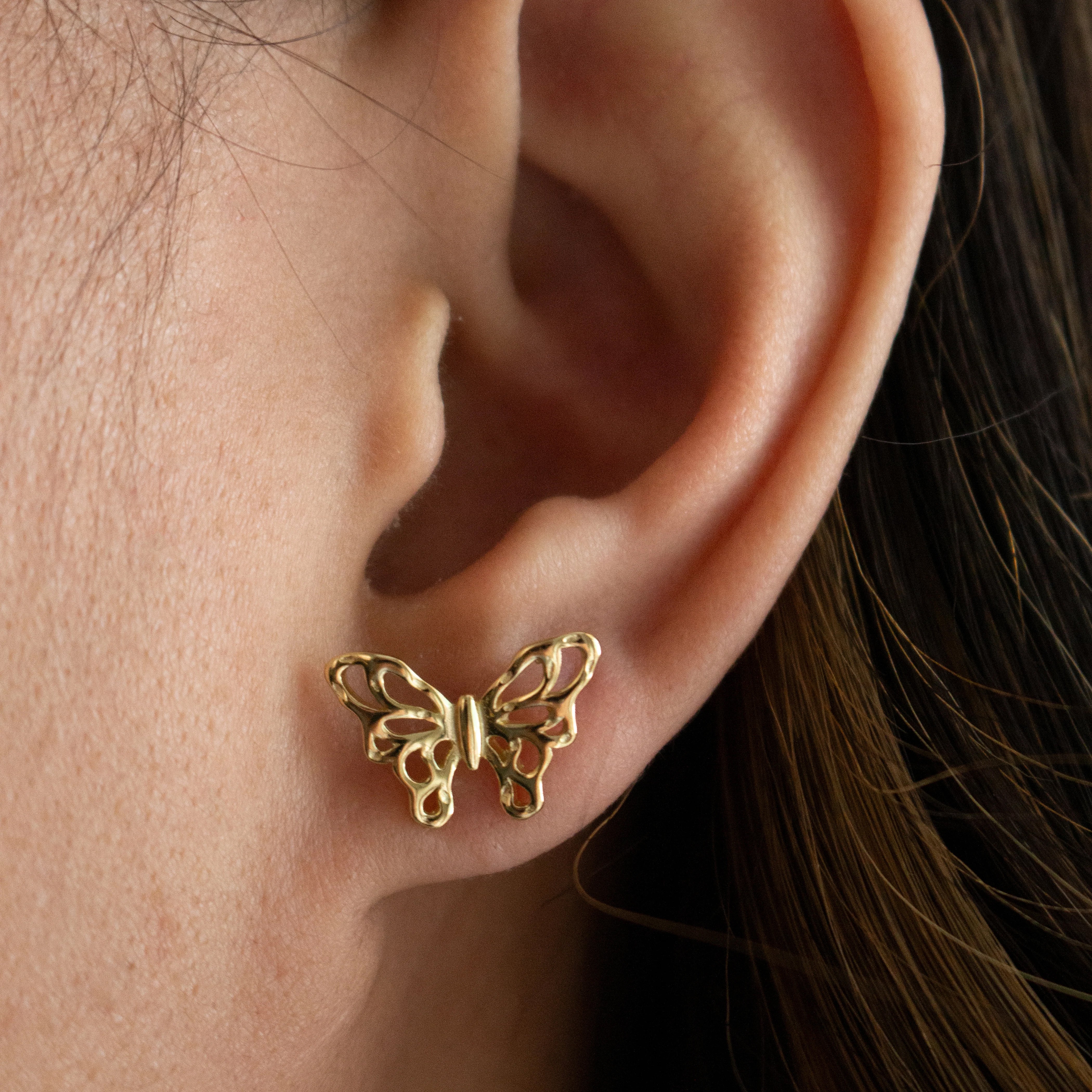Sterling Silver Cutout Butterfly Stud Earrings