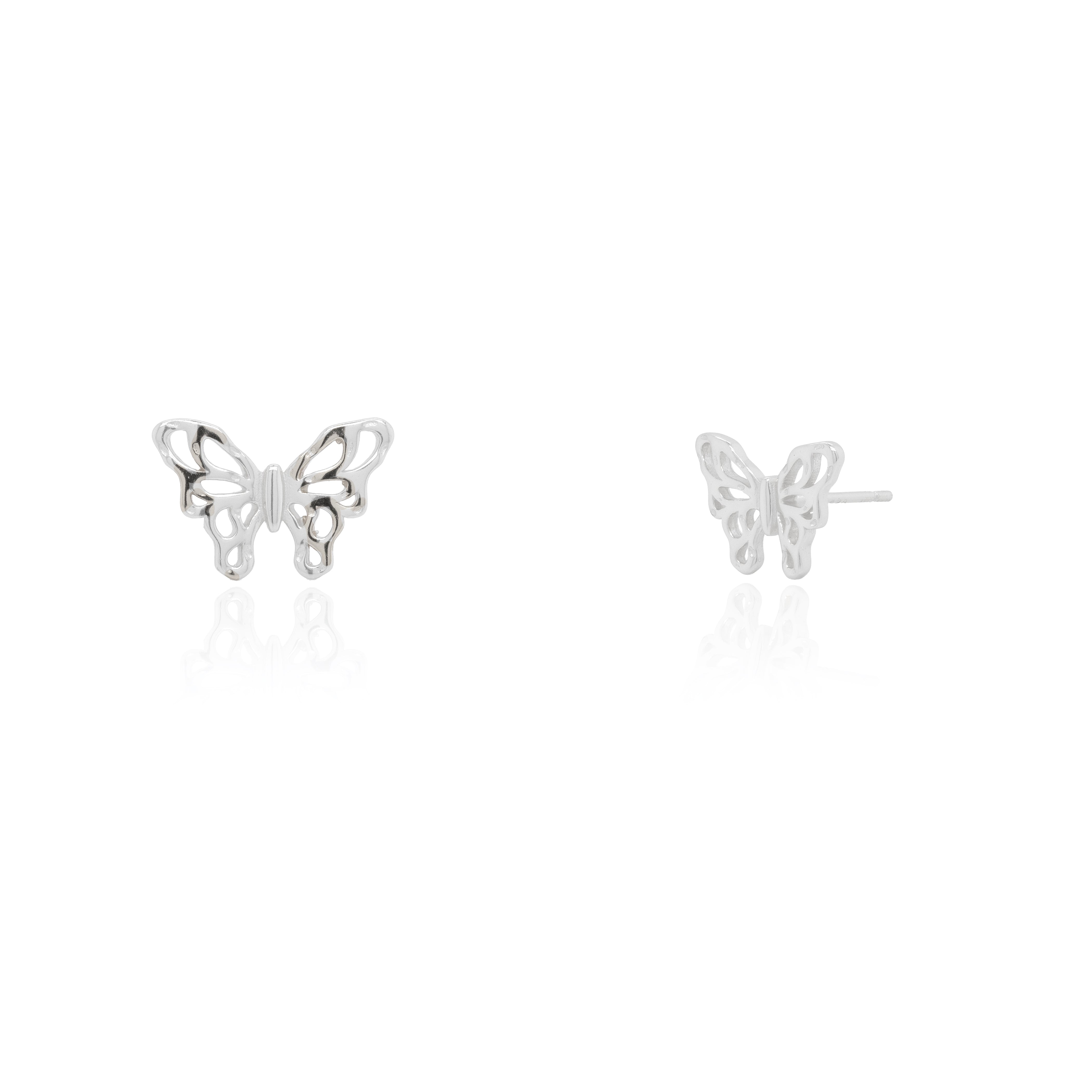 Sterling Silver Cutout Butterfly Stud Earrings