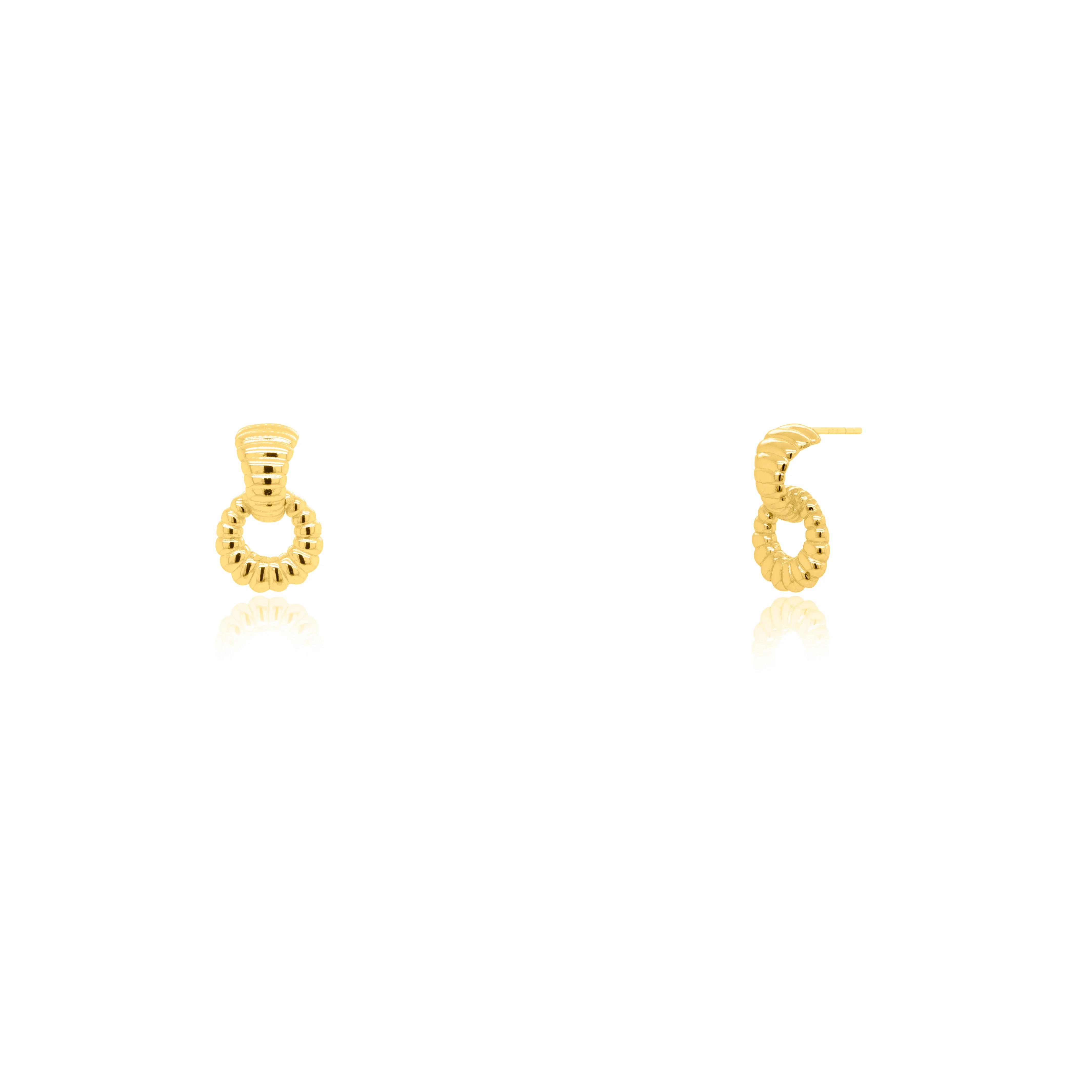 Sterling Silver Ribbed Dangling Ring Huggies Earrings