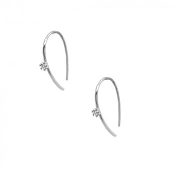 Sterling Silver Dainty Curved Single CZ Threader