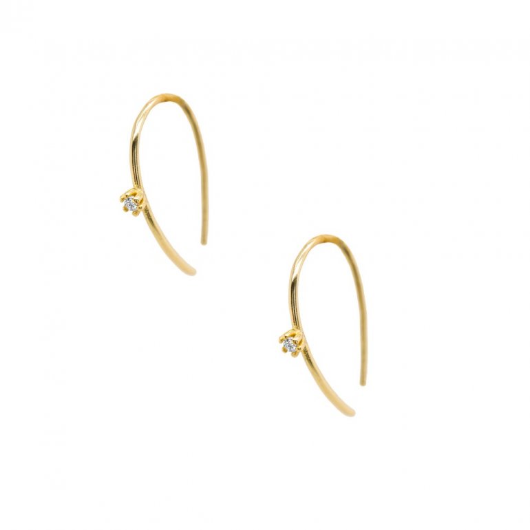 Sterling Silver Dainty Curved Single CZ Threader