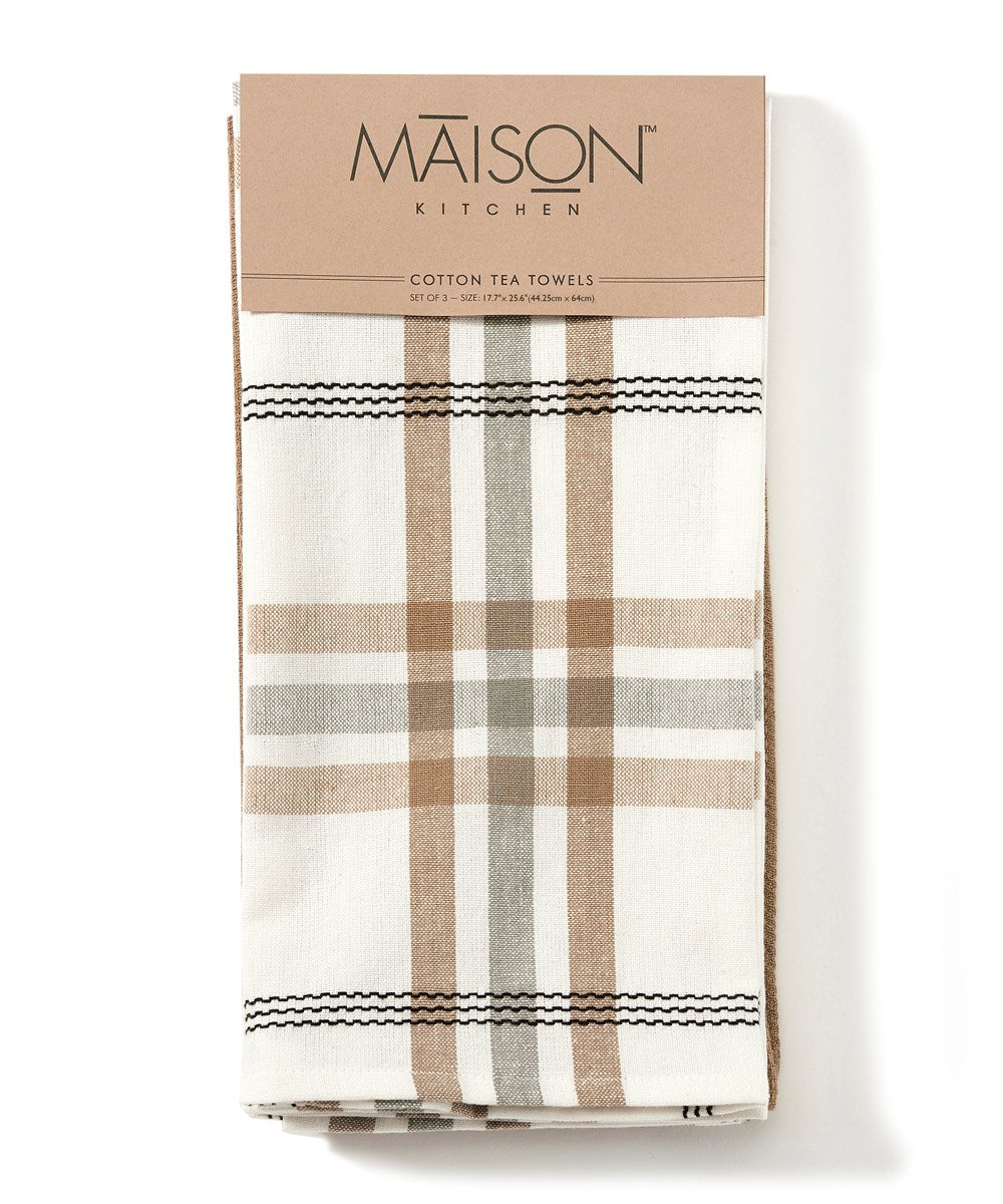 Cotton Tea Towel Set - Brown