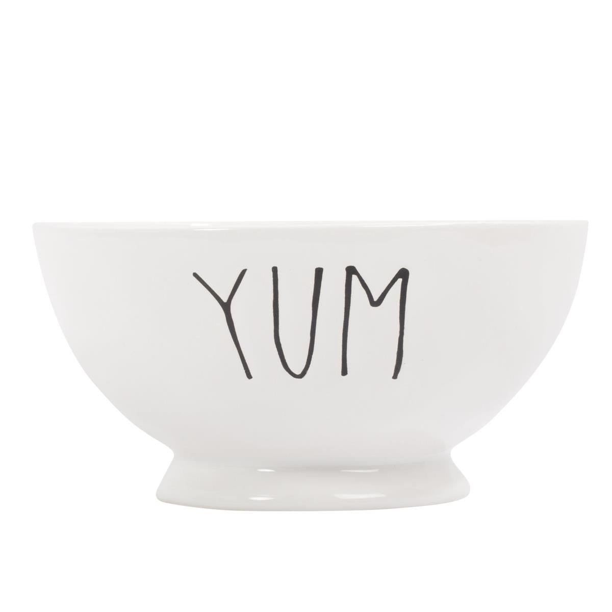 Farmhouse Modern Ceramic Footed Bowl, "Yum"