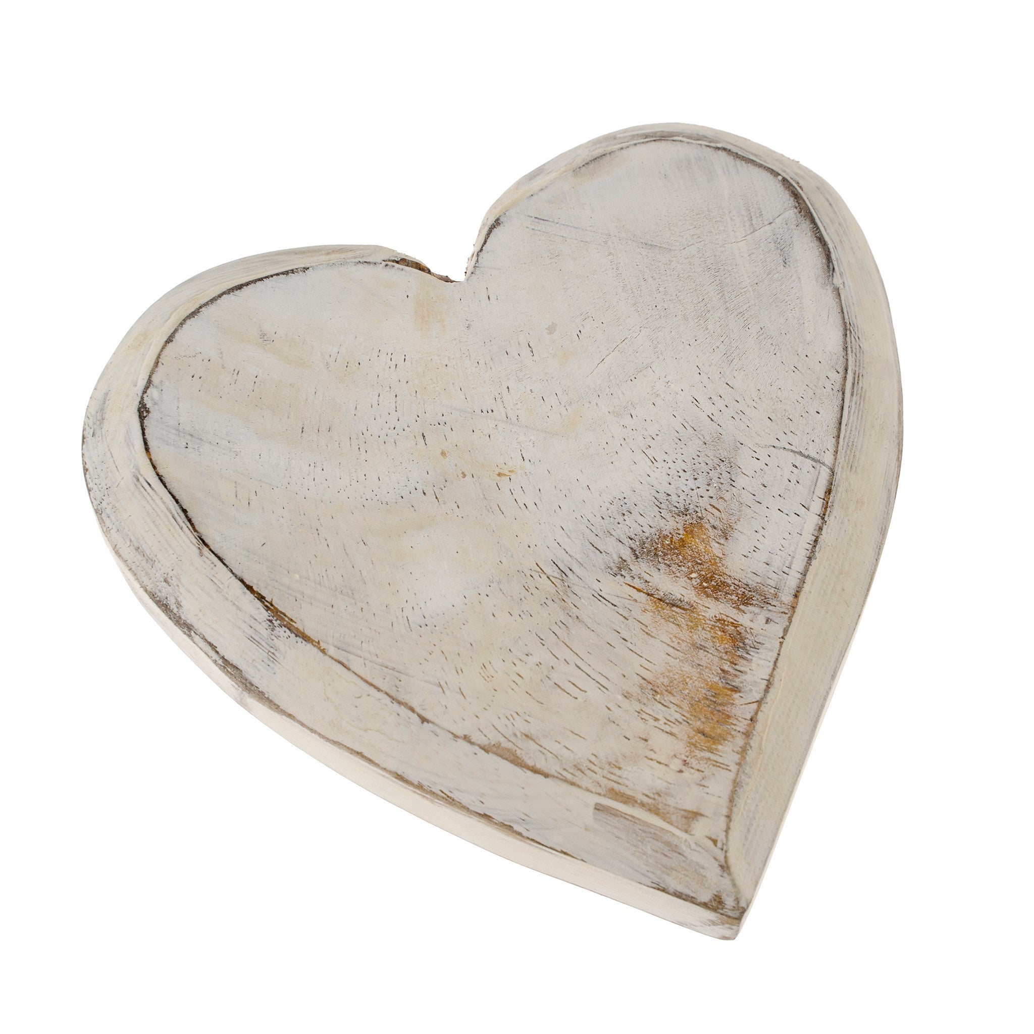 Wooden Heart Large, Whitewash