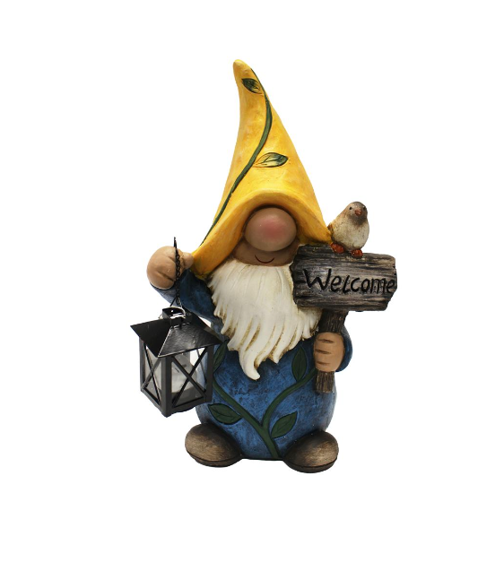 Gnome with Lantern & Welcome Sign