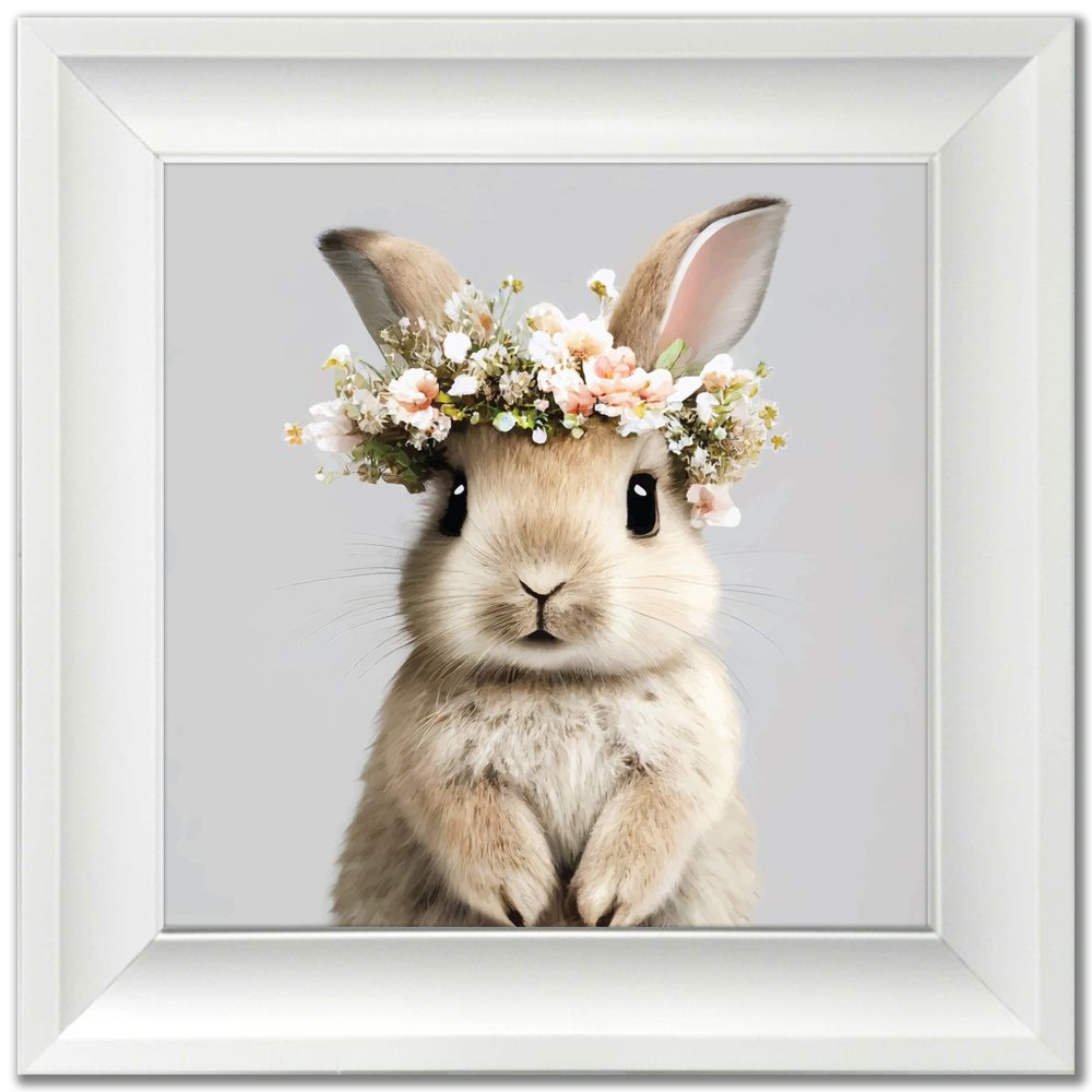 Animal in Floral Bouquet 19x19 Framed