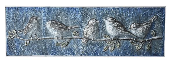 Embossed Blue Birds on a Branch Wall Decor