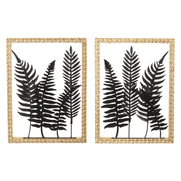 Layered Fern Wall Decor with Braided Natural Woven Frame | Country ...