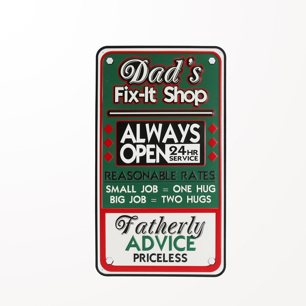 Dad's Fix-It Shop Tin Sign